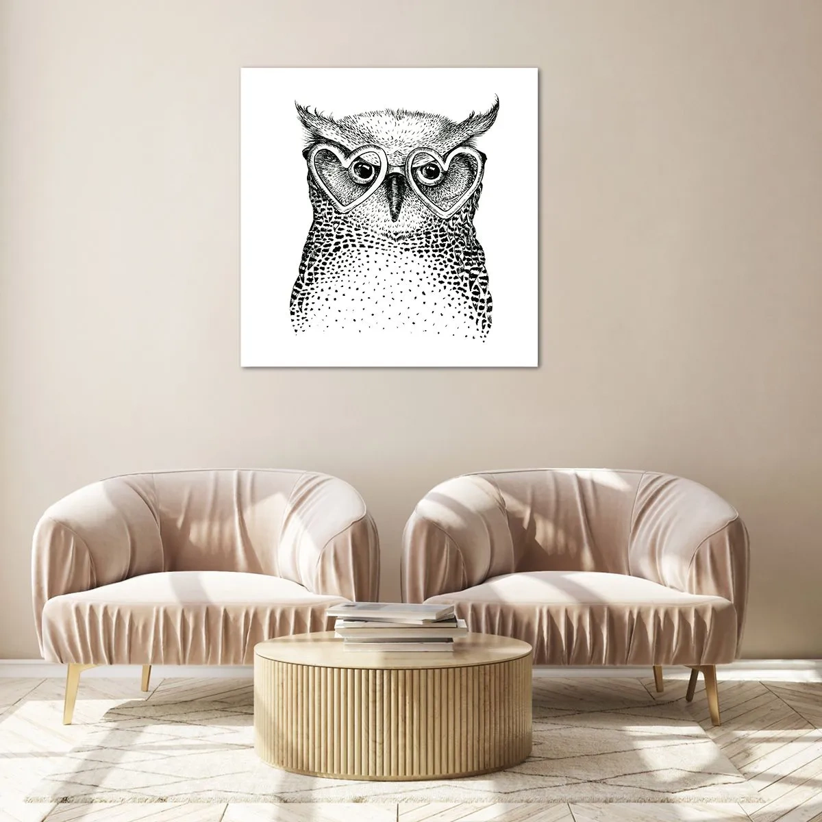 Schilderen op glas - Verstandig en met liefde - 70x70 cm