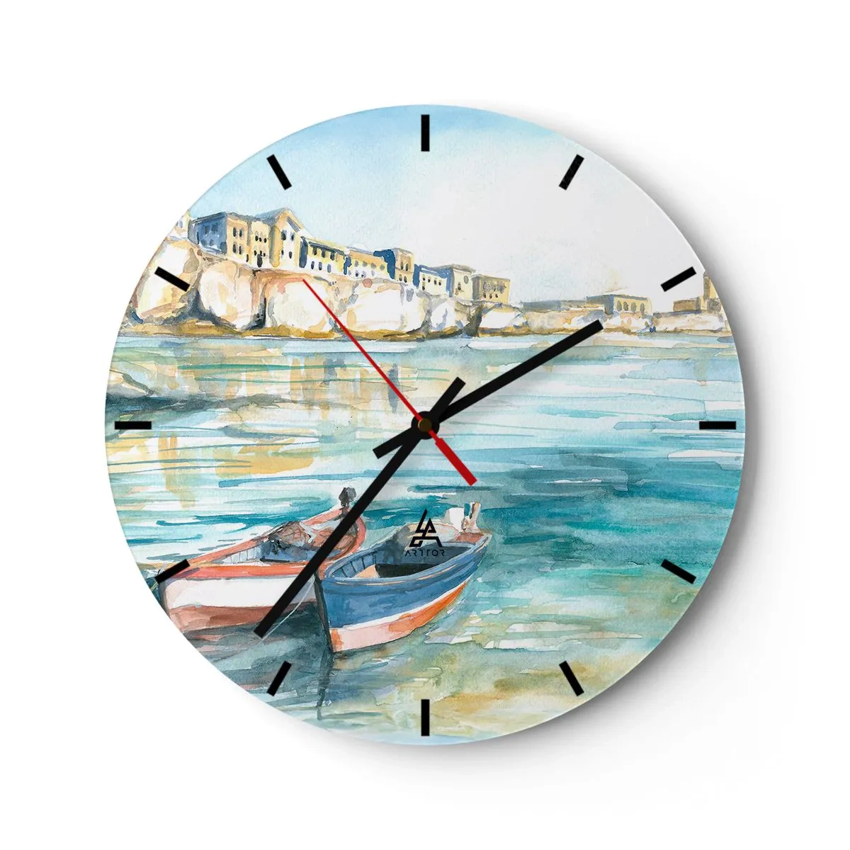 Wandklok - Klok - Azuurblauw landschap - 40x40 cm