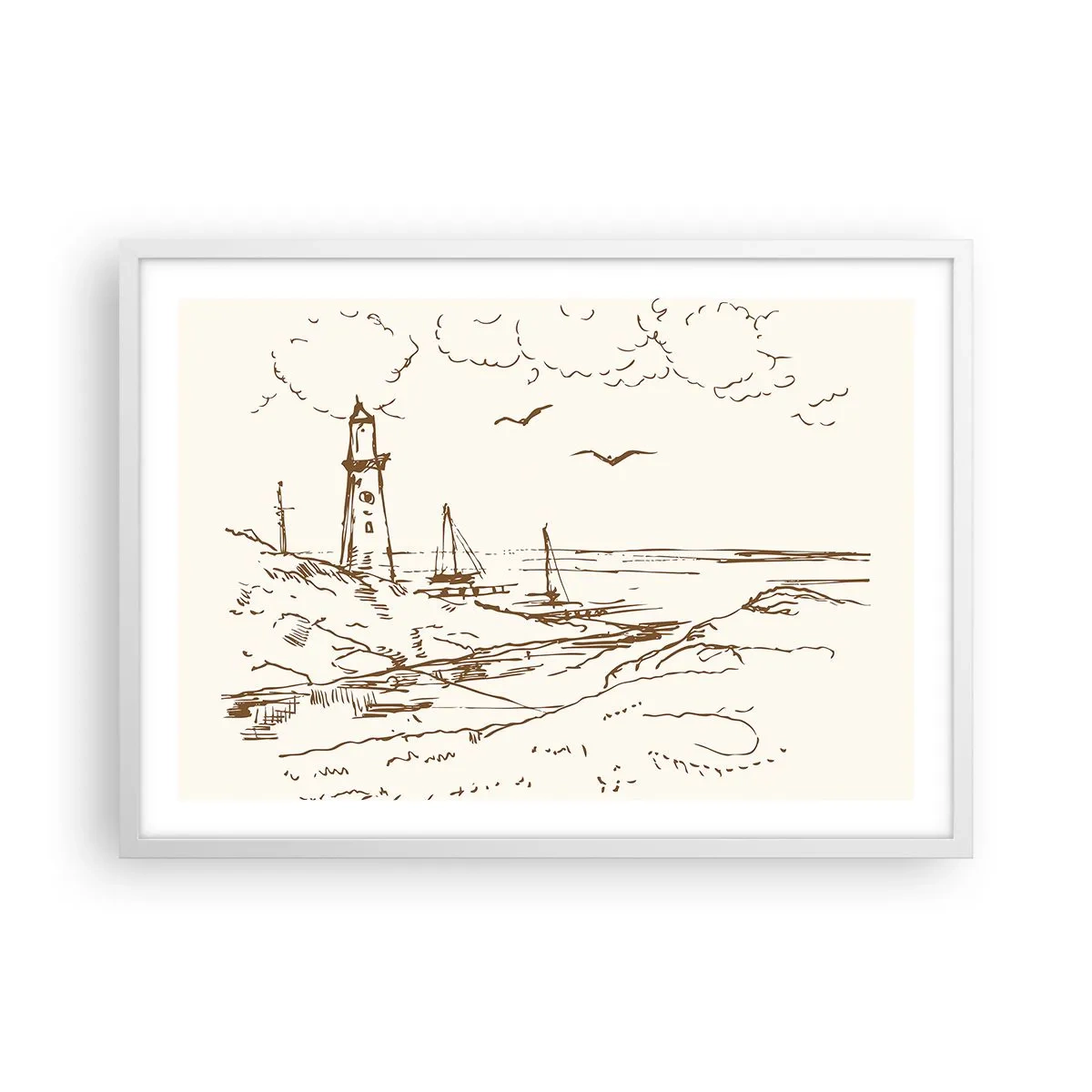 Poster in een witte lijst - Een overzicht van de herinneringen aan de zomer - 70x50 cm