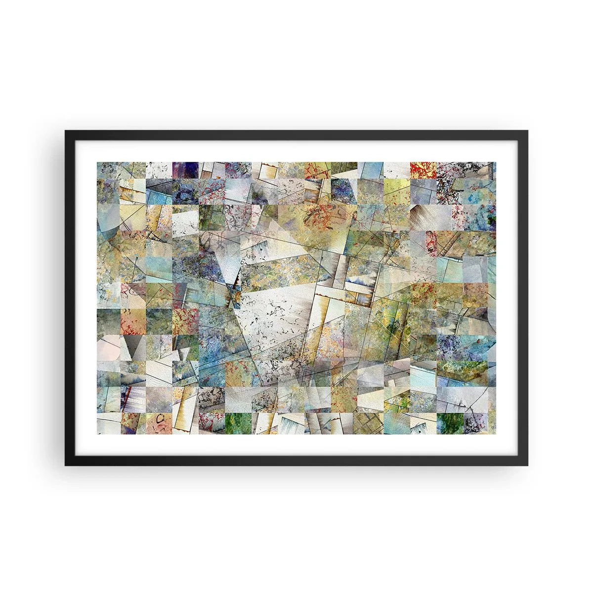 Poster in een zwarte lijst - Geometrische schuifeling - 70x50 cm