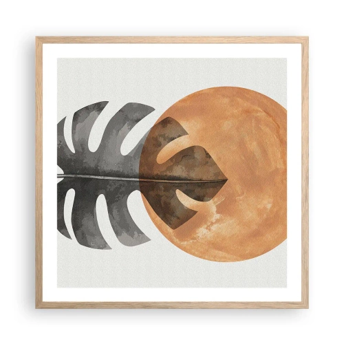 Een poster in een licht eiken lijst - Altijd de zon - 60x60 cm