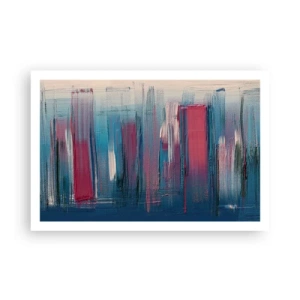 Poster - Verticale compositie in blauw en rood - 91x61 cm
