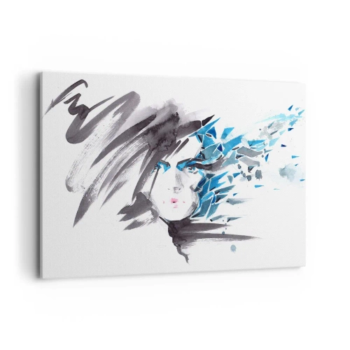 Schilderen op canvas - Sensueel portret in grijs en blauw - 100x70 cm