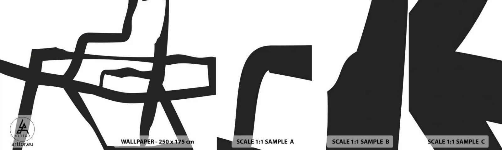 Fotobehang Staaltje Standard Eco - Zwart-wit ontwerp - Lijn, Zwart en wit, Abstractionisme - 100x30 cm