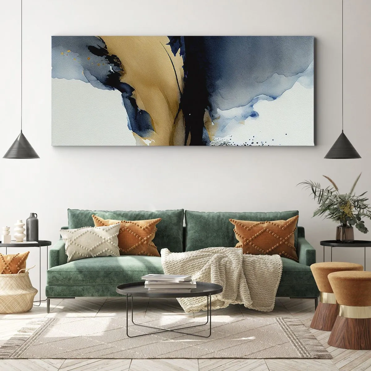 Schilderen op canvas - Achter het gordijn - 100x40 cm