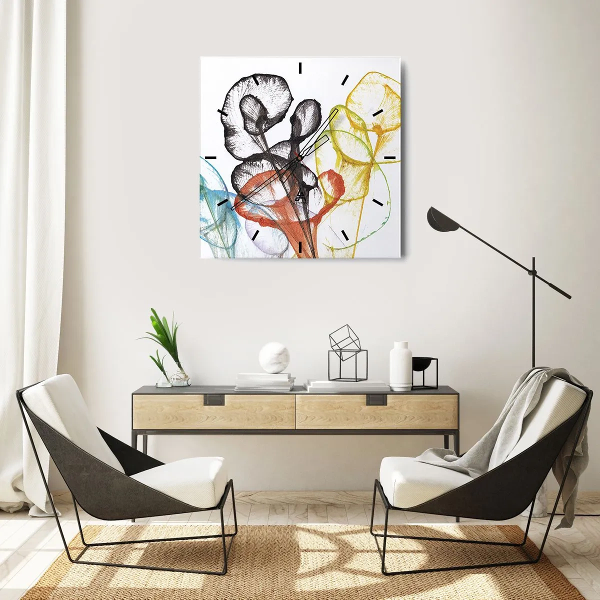 Wandklok - Klok - Bloemen met een ziel - 30x30 cm