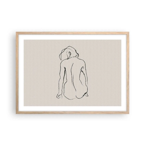 Een poster in een licht eiken lijst - Naakt meisje - 70x50 cm