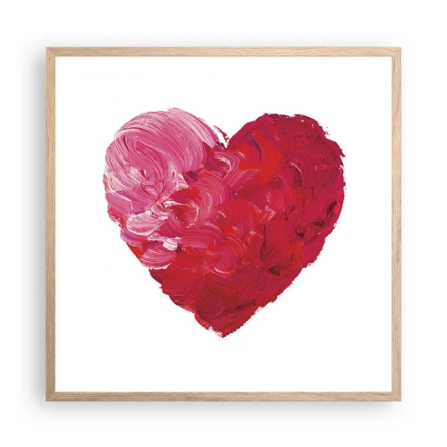 Een poster in een licht eiken lijst - Alles wat je nodig hebt is liefde - 60x60 cm