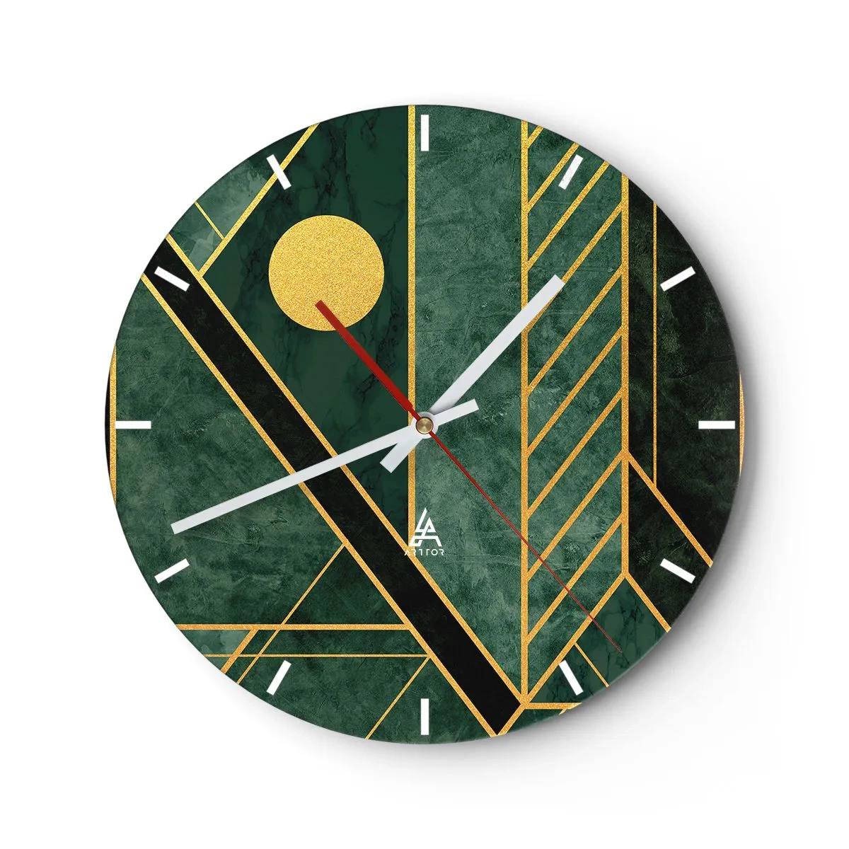 Wandklok - Klok - Dynamiek van goud en azuur - 40x40 cm