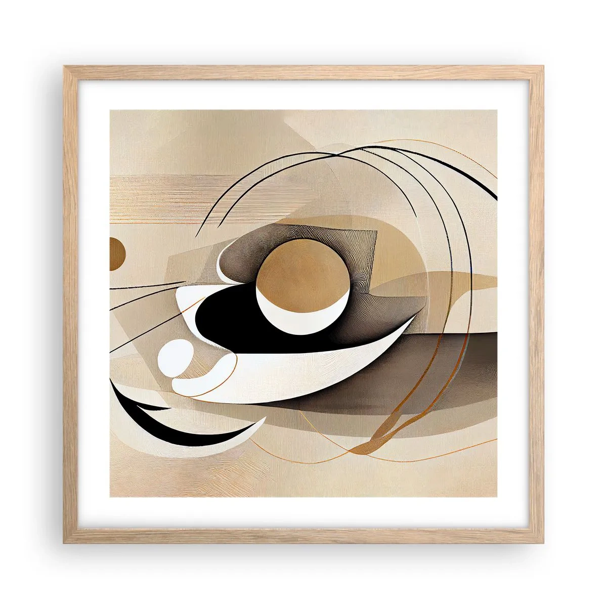 Een poster in een licht eiken lijst - Compositie: de essentie van de dingen - 50x50 cm