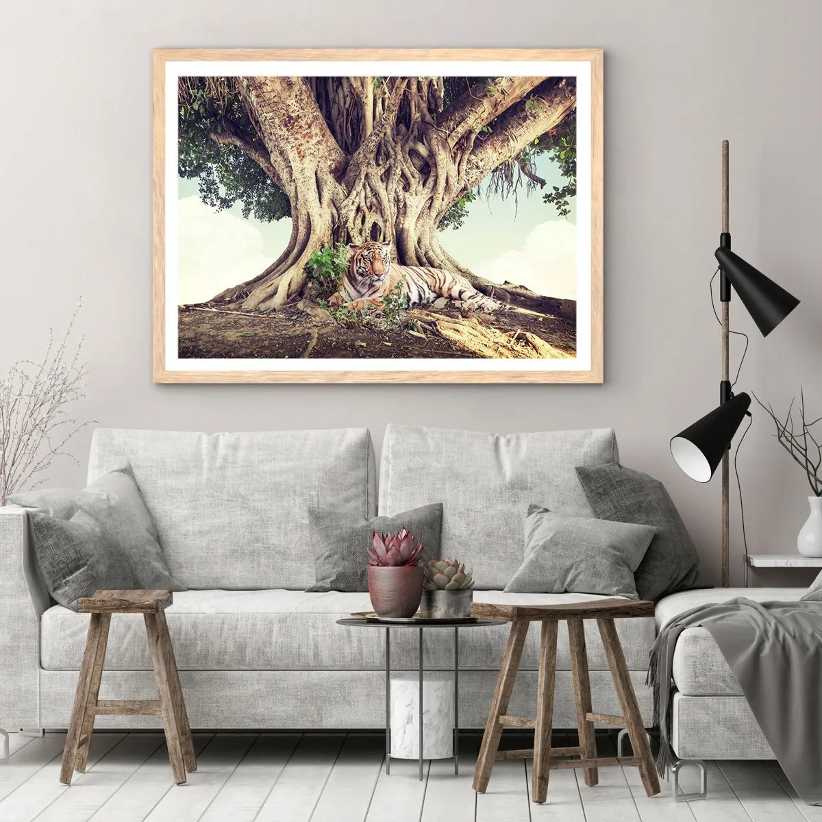 Een poster in een licht eiken lijst - Uitzicht vanuit het boek Genesis - 70x50 cm