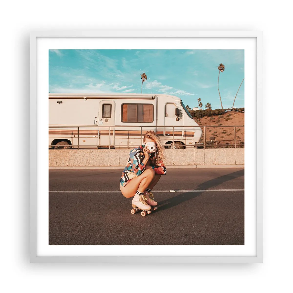 Poster in een witte lijst - Lach alsjeblieft! - 60x60 cm