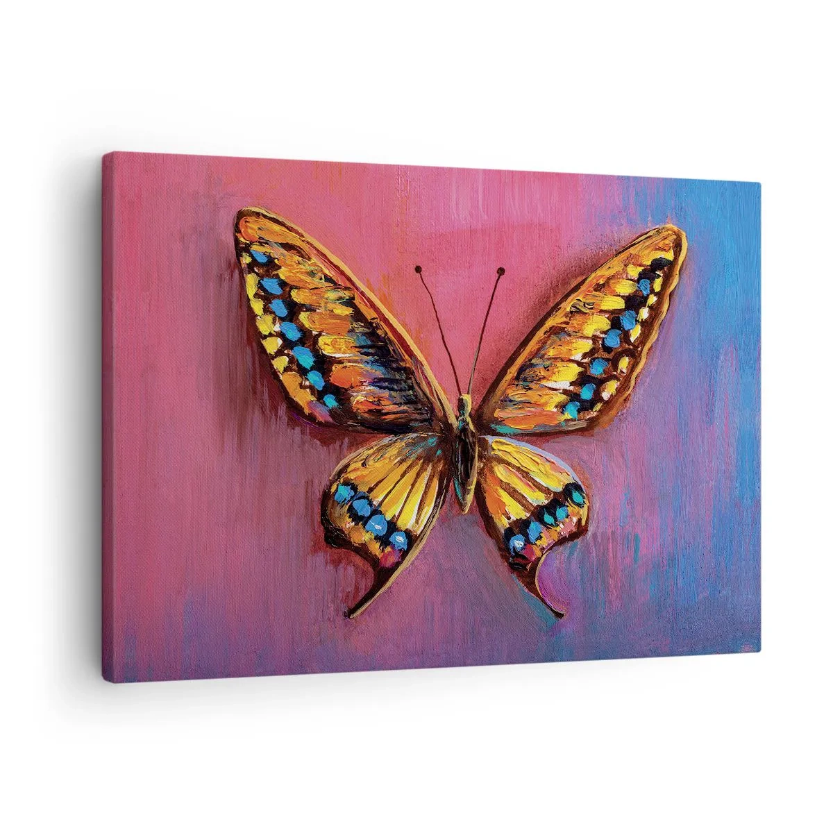 Schilderen op canvas - Kleurrijke vlinder op een abstracte achtergrond - 70x50cm - Een juweel van de natuur - Moderne wanddecoratie voor woonkamer en slaapkamer ARTTOR