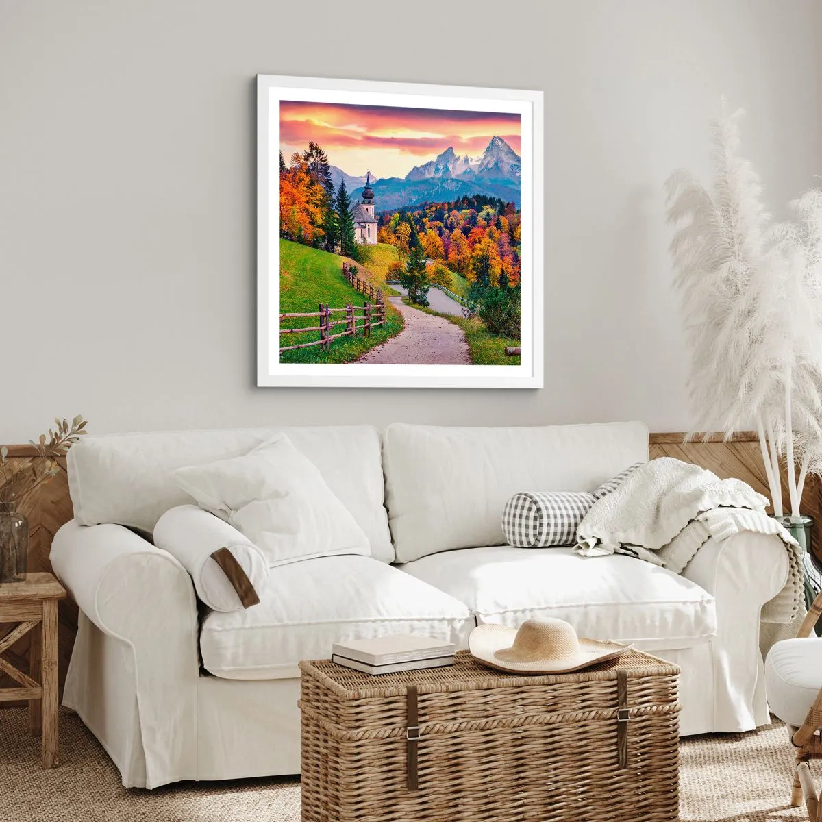 Poster in een witte lijst - Landschap zoals geschilderd - 60x60 cm