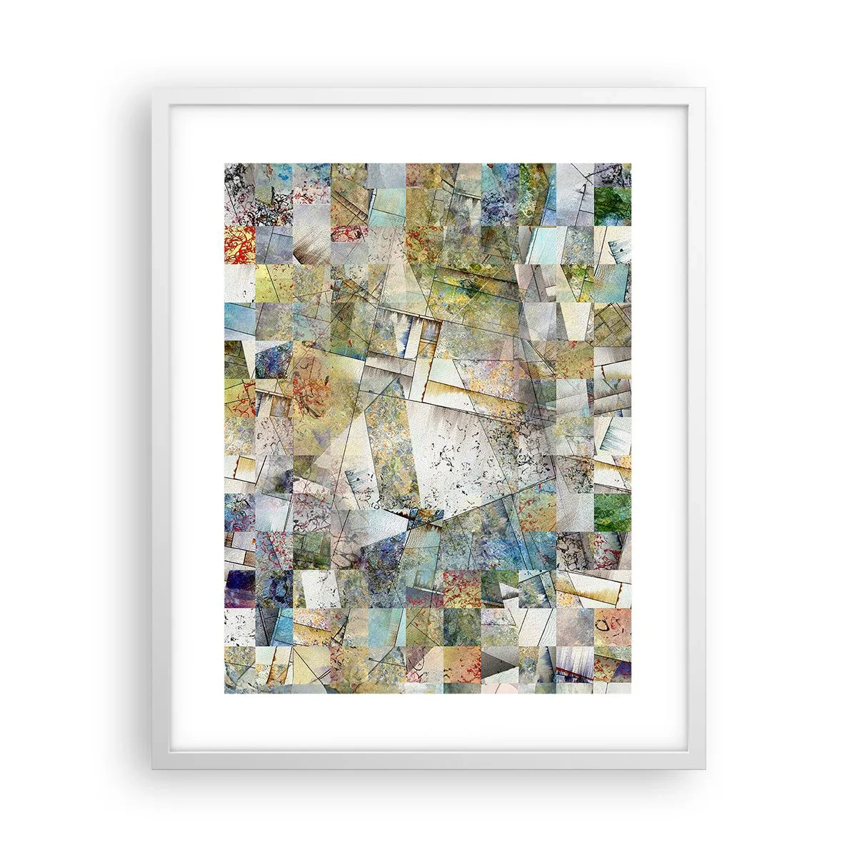 Poster in een witte lijst - Geometrische schuifeling - 40x50 cm