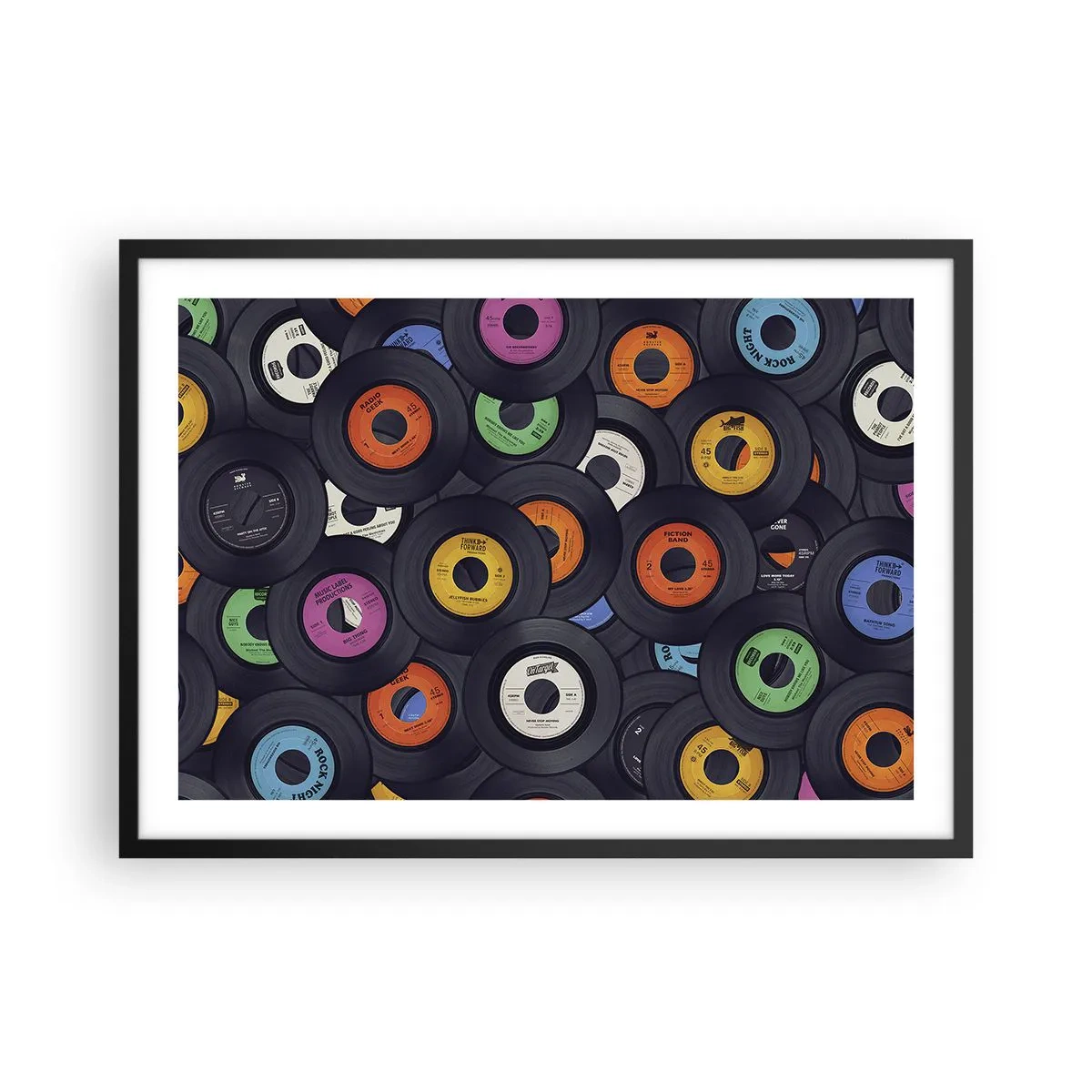 Poster in een zwarte lijst - De kleuren van de klassiekers - 70x50 cm