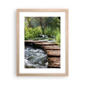 Een poster in een licht eiken lijst - Boven de schuimige waterval - 30x40 cm