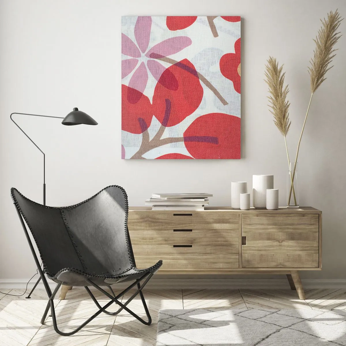 Schilderen op glas - Bloemstuk in roze - 50x70 cm