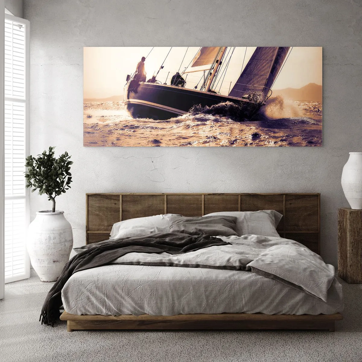 Schilderen op glas - Zeil, matroos - 120x50 cm