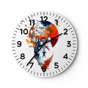 Wandklok - Klok - Neus aan neus met de nacht - 30x30 cm