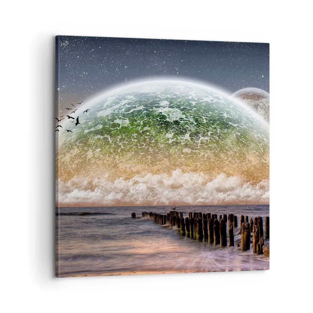 Schilderen op canvas - En de wereld kwam uit het water - 60x60 cm