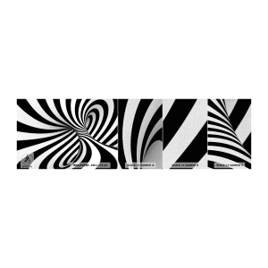 Fotobehang Monster Premium Canvas - Compositie: dansende ruimte - Abstractie, 3D, Zwart en wit - 100x30 cm