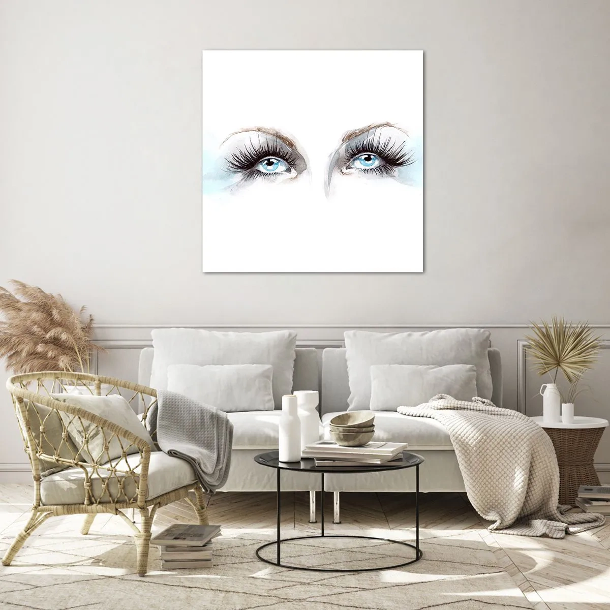 Schilderen op glas - Ogen van een engel - 60x60 cm