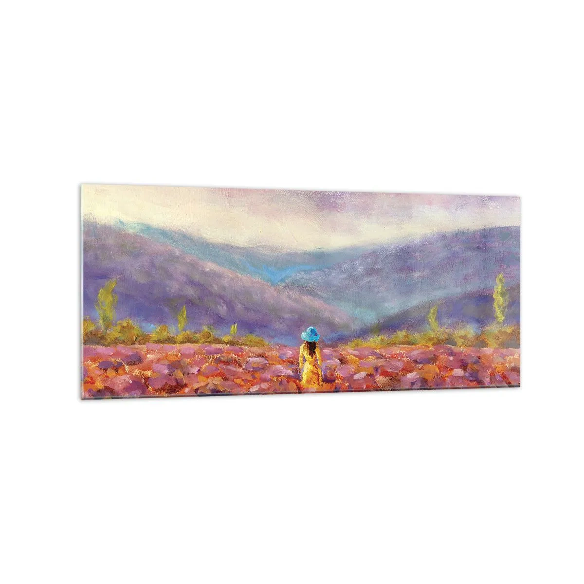 Schilderen op glas - In een lavendelwereld - 120x50 cm