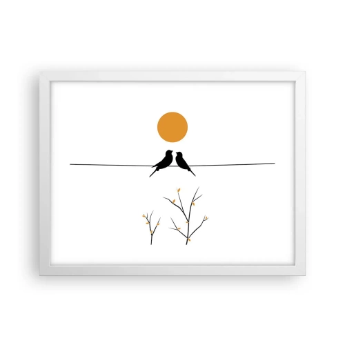 Poster in een witte lijst - Nachtegalen avond - 40x30 cm