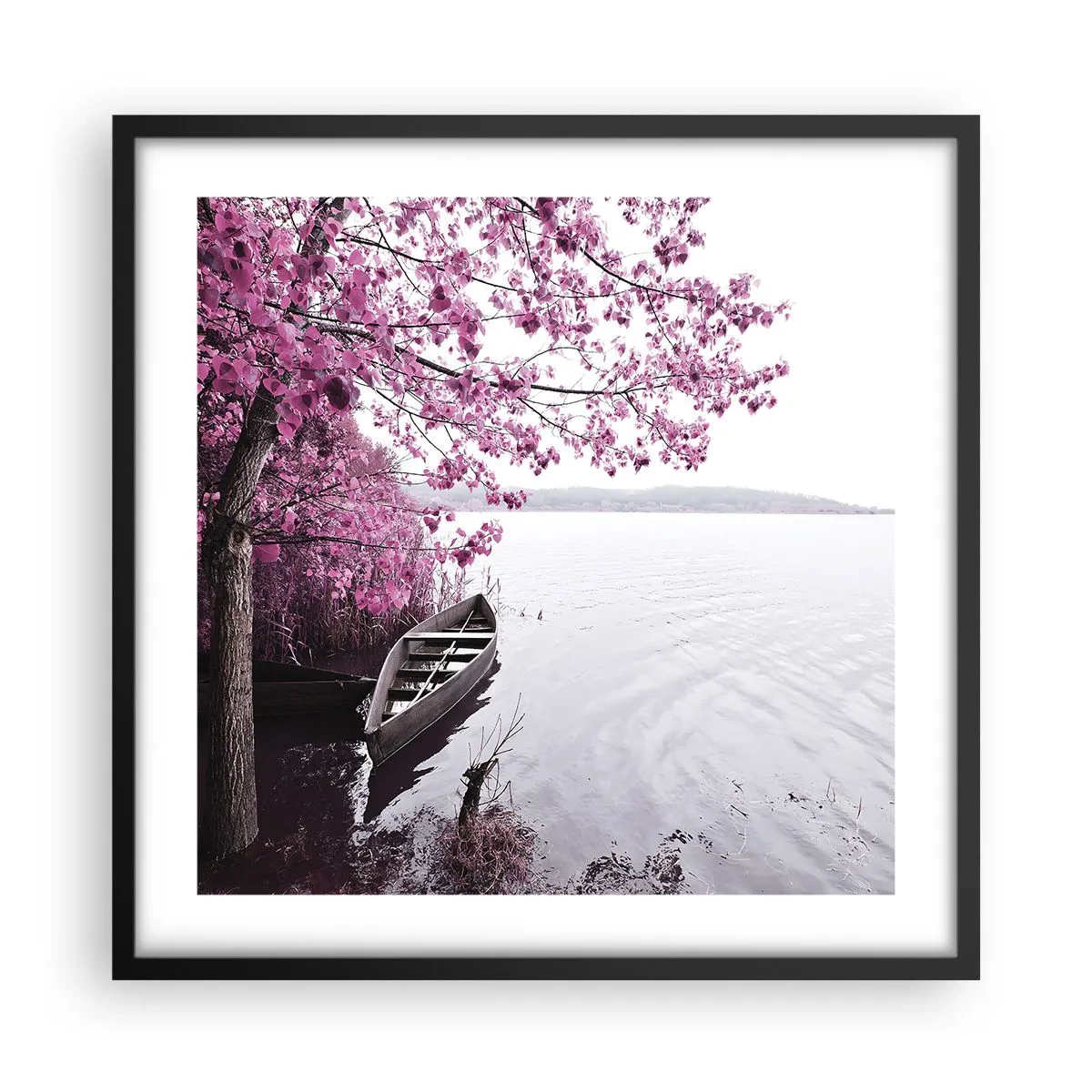 Poster in een zwarte lijst - In roze stilte - 50x50 cm