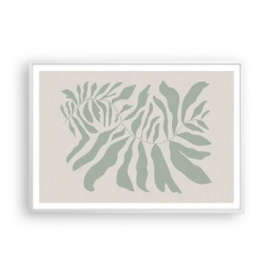 Poster in een witte lijst - Smaragdgroene tak - 100x70 cm