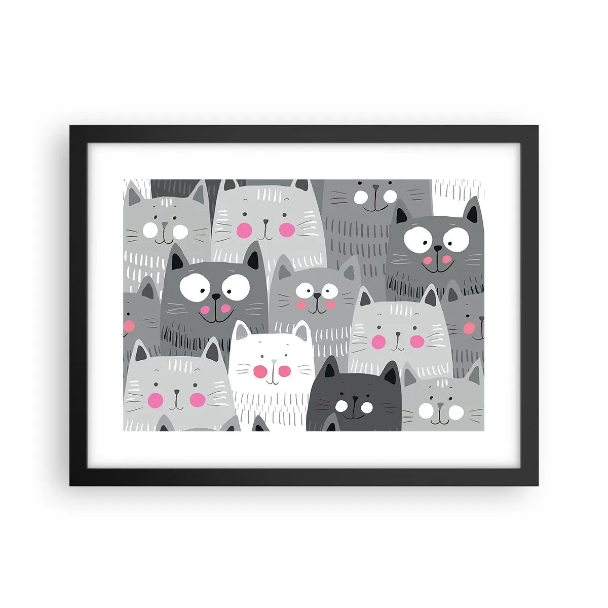 Poster in een zwarte lijst - De wereld van de kat - 40x30 cm