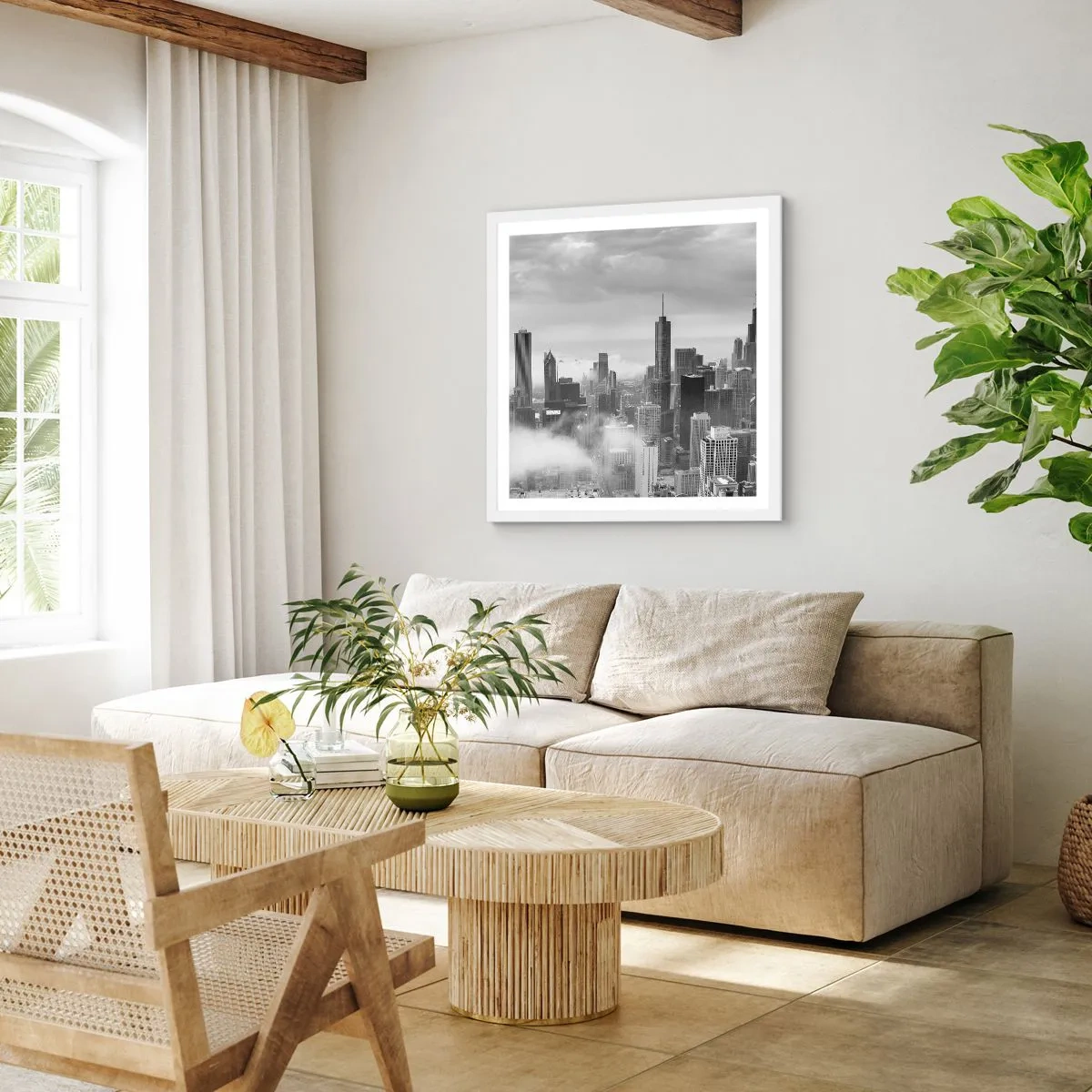 Poster in een witte lijst - Amerikaans landschap - 60x60 cm