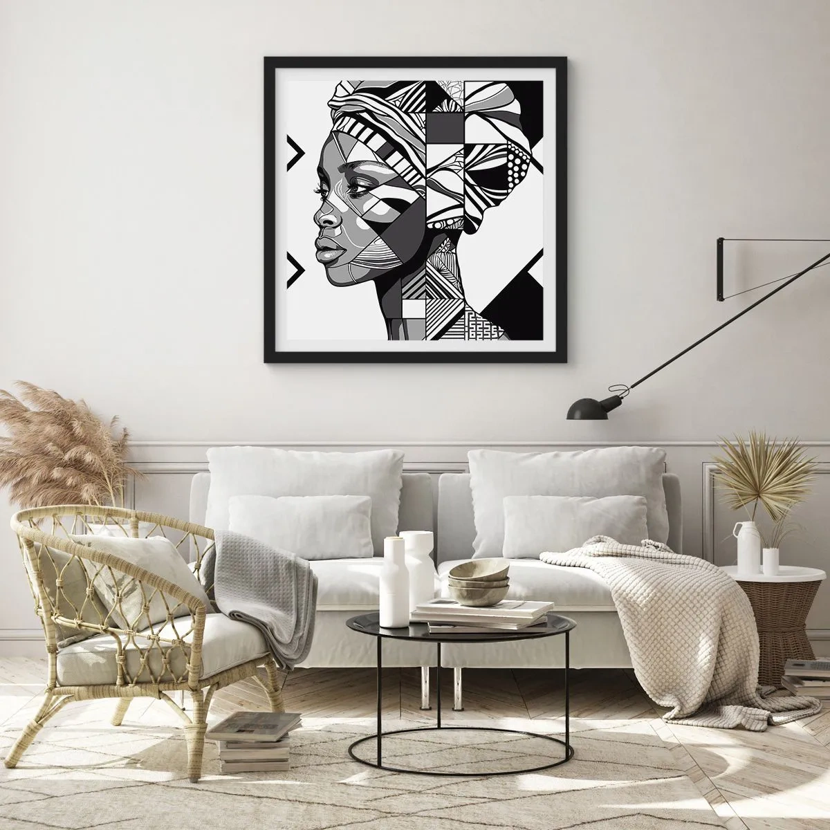 Poster in een zwarte lijst - Etnisch portret - 30x30 cm