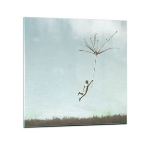 Schilderen op glas - Vliegers, paardebloemen, wind - 50x50 cm