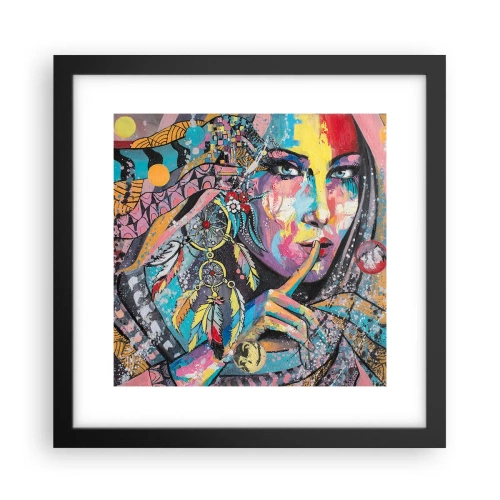 Poster in een zwarte lijst - Zwijg totdat je het begrijpt - 30x30 cm