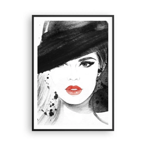 Poster in een zwarte lijst - Vrouw in het zwart - 70x100 cm