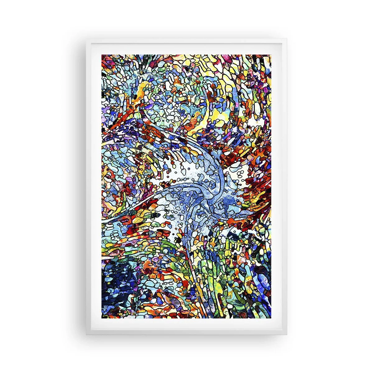 Poster in een witte lijst - Glas in lood druppel - 61x91 cm