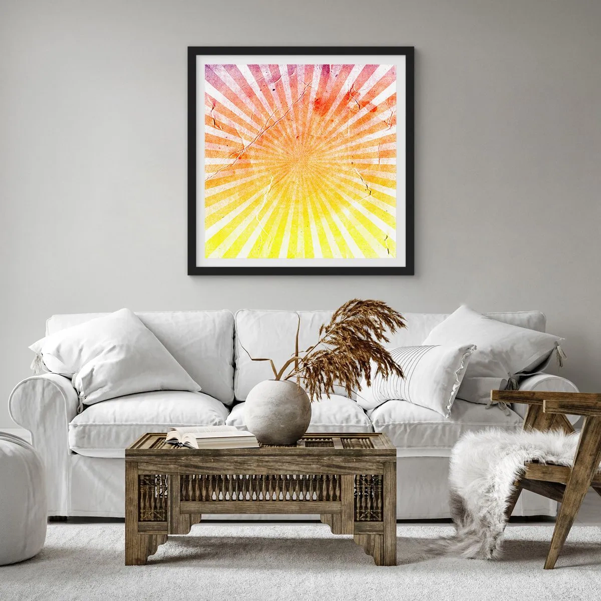 Poster in een zwarte lijst - Zonsopgangen en zonsondergangen - 40x40 cm