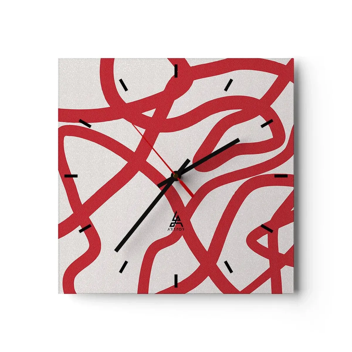 Wandklok - Klok - Rood op wit - 40x40 cm