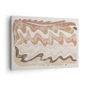 Schilderen op canvas - Golvende abstracte lijnen in beige tinten - 70x50cm - Goede energie – goede emoties - Moderne wanddecoratie voor woonkamer en slaapkamer ARTTOR