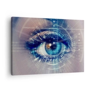 Schilderen op canvas - Een technologisch oog met een futuristische interface - 70x50cm - Je denkt dat je me kent - Moderne wanddecoratie voor woonkamer en slaapkamer ARTTOR