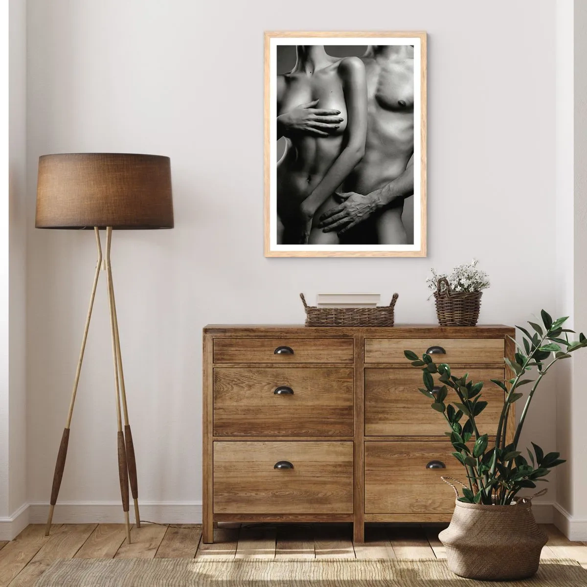 Een poster in een licht eiken lijst - Adam en Eva - 50x70 cm