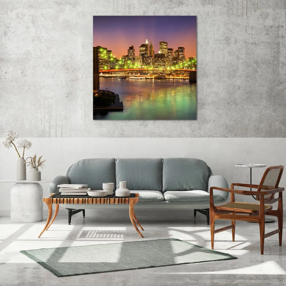 Schilderen op glas - Het licht gaat hier nooit uit - 50x50 cm