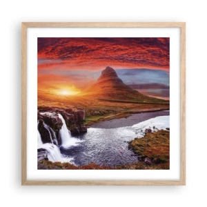 Een poster in een licht eiken lijst - Een zicht op Midden-aarde - 50x50 cm