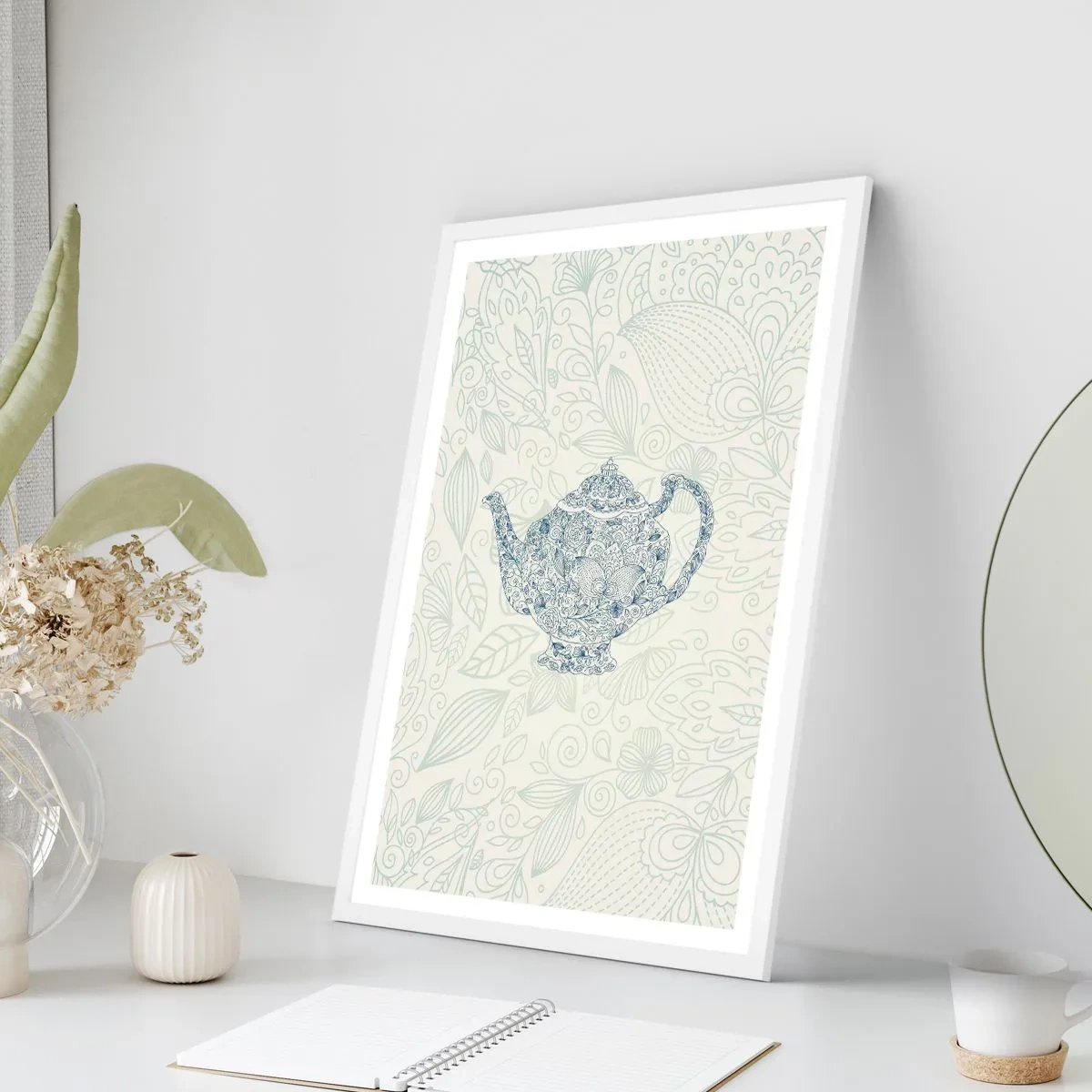 Poster in een witte lijst - De charme van thee - 50x70 cm