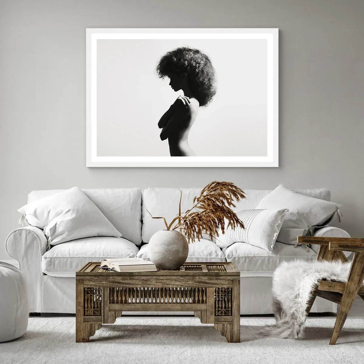 Poster in een witte lijst - Als een bloem op een slanke stengel - 40x30 cm