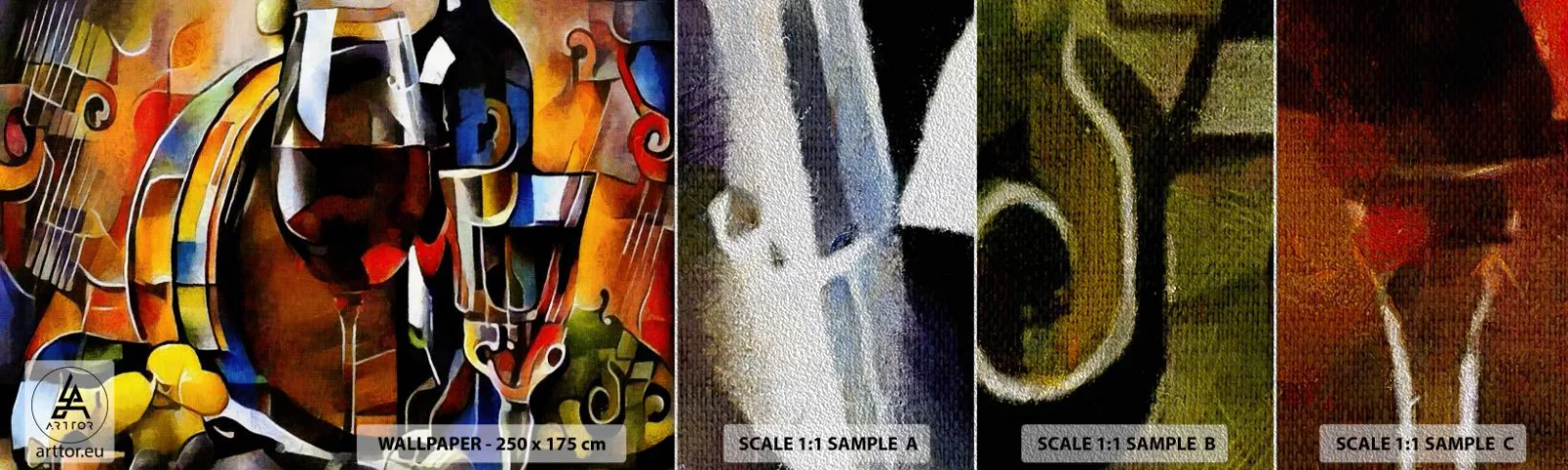 Fotobehang Monster Premium Sand - En de wereld krijgt kleuren - Abstractie, Kubisme, Deel - 100x30 cm