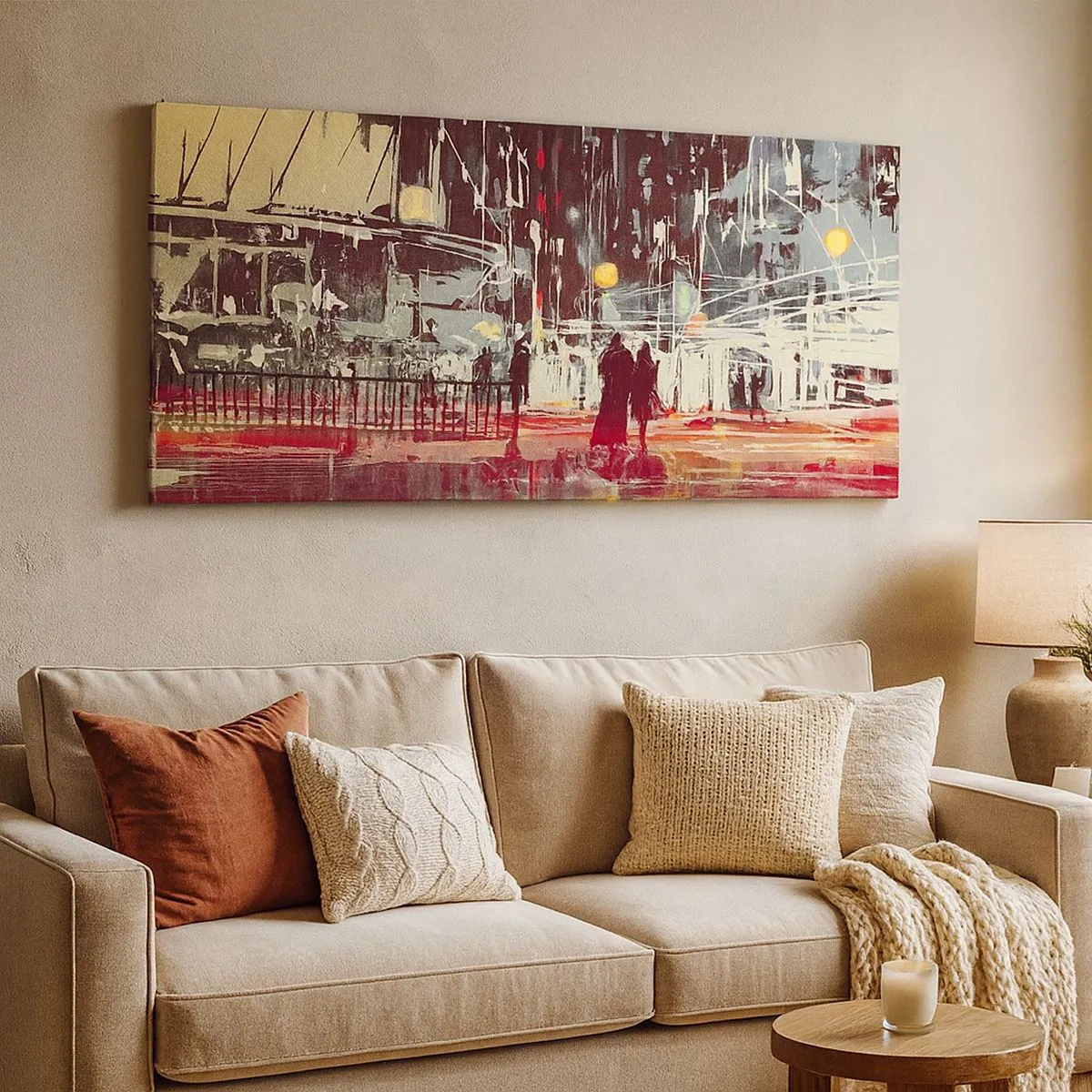 Schilderen op canvas - Een grote stadsoversteek - 100x40 cm