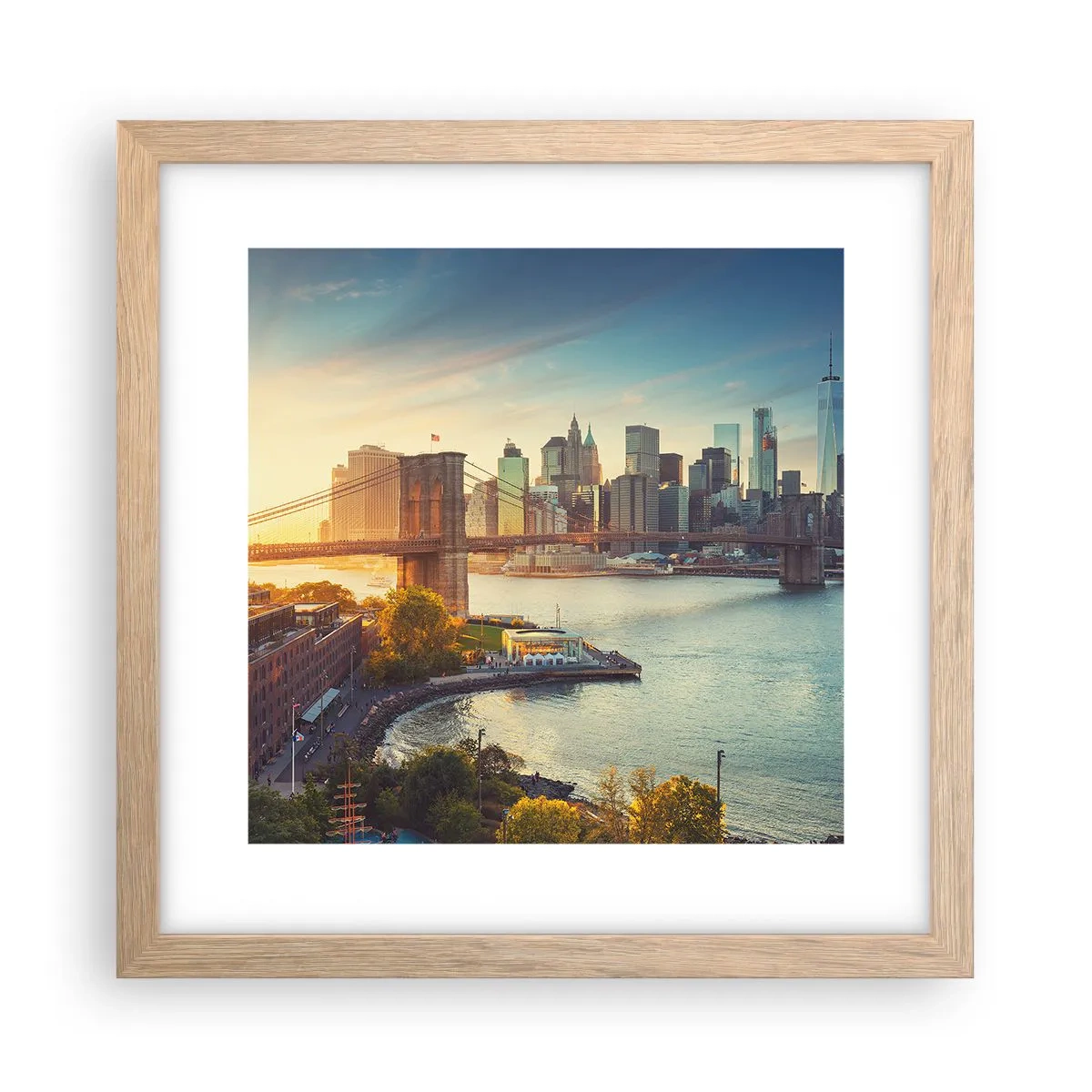 Een poster in een licht eiken lijst - Dageraad in de grote stad - 30x30 cm